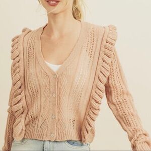 Dress Forum blush pink ruffle cropped cardigan NWT
